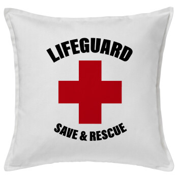 Lifeguard Save & Rescue, Μαξιλάρι καναπέ ΛΕΥΚΟ 100% βαμβάκι, περιέχεται το γέμισμα (50x50cm)