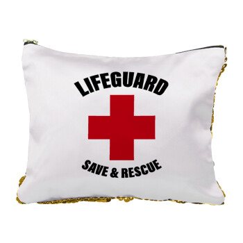 Lifeguard Save & Rescue, Sequin Gold Pouch Cosmetic Bag