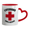 Mug heart red handle, ceramic, 330ml