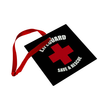 Lifeguard Save & Rescue, Christmas ornament, glass square ornament 9x9cm