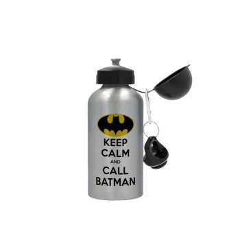 KEEP CALM & Call BATMAN, Metallic water jug, Silver, aluminum 500ml