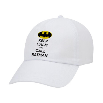 KEEP CALM & Call BATMAN, Καπέλο Ενηλίκων Baseball Λευκό 5-φύλλο (POLYESTER, ΕΝΗΛΙΚΩΝ, UNISEX, ONE SIZE)