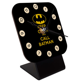 KEEP CALM & Call BATMAN, Quartz Table clock in natural wood (10cm)
