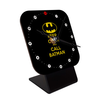 KEEP CALM & Call BATMAN, Επιτραπέζιο ρολόι ξύλινο με δείκτες (10cm)
