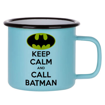 KEEP CALM & Call BATMAN, Κούπα Μεταλλική εμαγιέ ΜΑΤ σιέλ 360ml