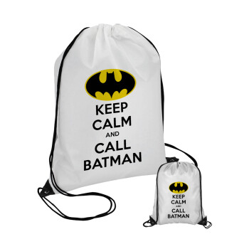 KEEP CALM & Call BATMAN, Τσάντα πουγκί με μαύρα κορδόνια (1 τεμάχιο)