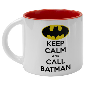 KEEP CALM & Call BATMAN, Κούπα κεραμική 400ml Λευκή/Κόκκινη