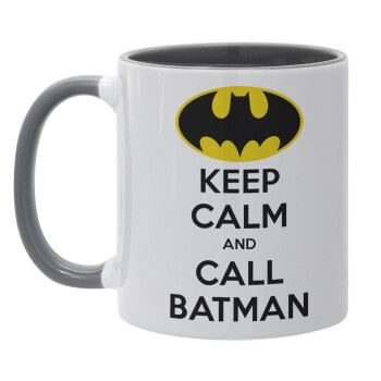 KEEP CALM & Call BATMAN, Κούπα χρωματιστή γκρι, κεραμική, 330ml