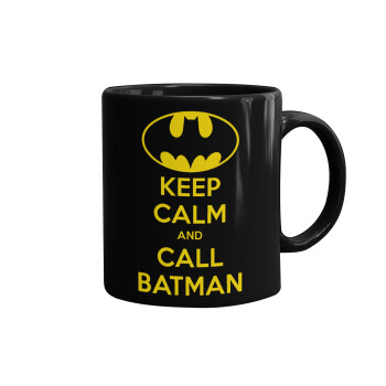 KEEP CALM & Call BATMAN, Κούπα Μαύρη, κεραμική, 330ml