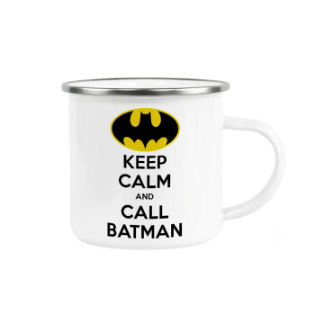 KEEP CALM & Call BATMAN, Κούπα Μεταλλική εμαγιέ λευκη 360ml