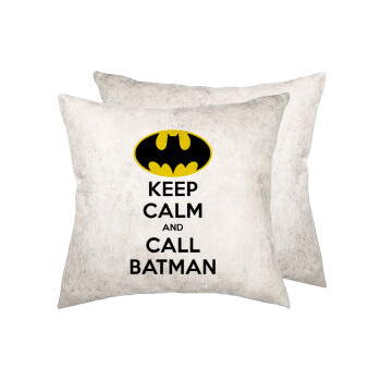 KEEP CALM & Call BATMAN, Μαξιλάρι καναπέ Δερματίνη Γκρι 40x40cm με γέμισμα