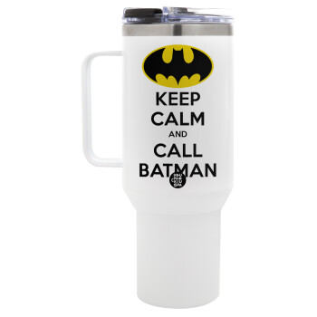 KEEP CALM & Call BATMAN, Mega Tumbler με καπάκι, διπλού τοιχώματος (θερμό) 1,2L