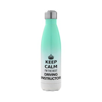 KEEP CALM I'M THE BEST DRIVING INSTRUCTOR, Metal mug thermos Green/White (Stainless steel), double wall, 500ml