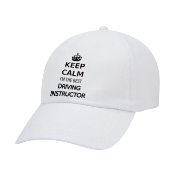 KEEP CALM I'M THE BEST DRIVING INSTRUCTOR, Καπέλο Ενηλίκων Baseball Λευκό 5-φύλλο (POLYESTER, ΕΝΗΛΙΚΩΝ, UNISEX, ONE SIZE)