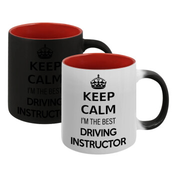 KEEP CALM I'M THE BEST DRIVING INSTRUCTOR, Κούπα Μαγική εσωτερικό κόκκινο, κεραμική, 330ml που αλλάζει χρώμα με το ζεστό ρόφημα (1 τεμάχιο)