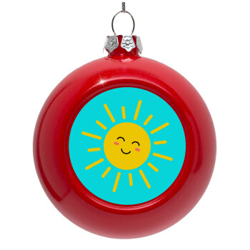 Happy sun, Red Christmas tree ornament bauble 8cm