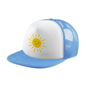 Happy sun, Καπέλο παιδικό Soft Trucker με Δίχτυ ΓΑΛΑΖΙΟ/ΛΕΥΚΟ (POLYESTER, ΠΑΙΔΙΚΟ, ONE SIZE)