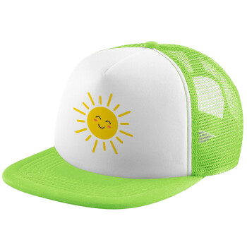 Happy sun, Adult Soft Trucker Hat with Mesh GREEN/WHITE (POLYESTER, ADULT, ONE SIZE)