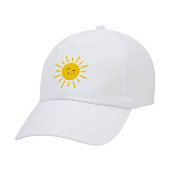 Happy sun, Adult Baseball Cap White 5-panel (POLYESTER, ADULT, UNISEX, ONE SIZE)