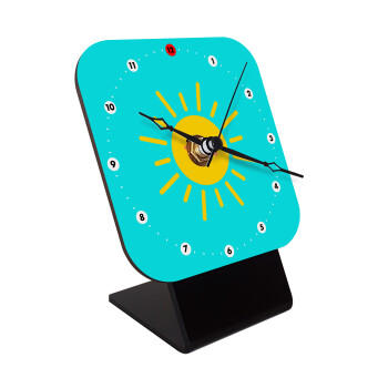 Happy sun, Επιτραπέζιο ρολόι ξύλινο με δείκτες (10cm)