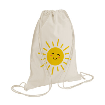 Happy sun, Τσάντα πλάτης πουγκί GYMBAG natural (28x40cm)
