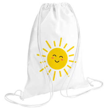 Happy sun, Τσάντα πλάτης πουγκί GYMBAG λευκή (28x40cm)