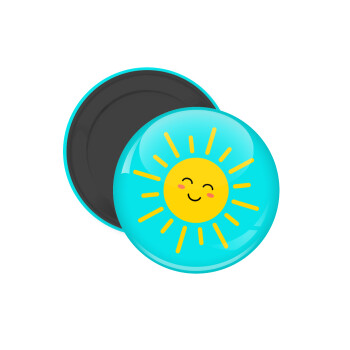 Happy sun, Μαγνητάκι ψυγείου στρογγυλό διάστασης 5cm
