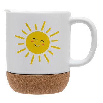 Happy sun, Ceramic coffee mug Cork (MAT), 330ml (1pcs)