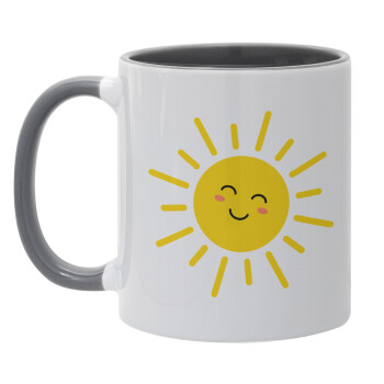 Happy sun, Mug colored grey, ceramic, 330ml