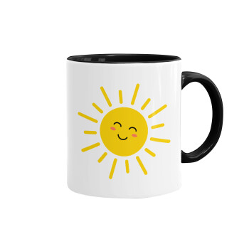 Happy sun, Mug colored black, ceramic, 330ml