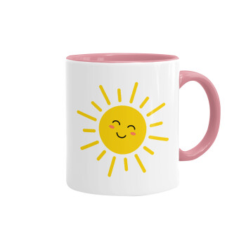 Happy sun, Κούπα χρωματιστή ροζ, κεραμική, 330ml