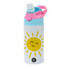 Children's hot water bottle, stainless steel, with safety straw, Pink/BlueCiel (360ml) BPA FREE