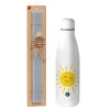 Easter Set, metallic Inox water bottle (700ml) & Easter scented flat candle (30cm) (GRAY)