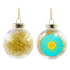 Transparent Christmas tree ball ornament with gold filling 8cm