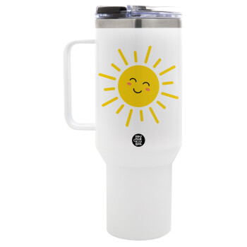 Happy sun, Mega Tumbler με καπάκι, διπλού τοιχώματος (θερμό) 1,2L