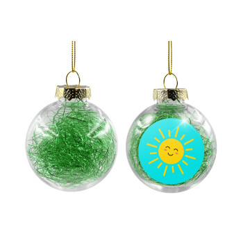 Happy sun, Transparent Christmas tree ball ornament with green filling 8cm