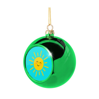 Happy sun, Green Christmas tree ornament ball 8cm