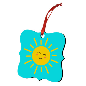 Happy sun, Christmas ornament polygon wooden 7.5cm