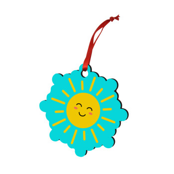 Happy sun, Christmas ornament snowflake wooden 7.5cm