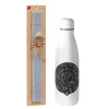 Easter Set, metallic stainless thermos bottle (500ml) & scented flat Easter candle (30cm) (GRAY)