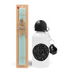 Easter Set, metallic aluminum water bottle (500ml) & scented flat candle (30cm) (TURQUOISE)