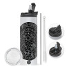 Travel Tumbler θερμό με διπλό καπάκι, μεταλλικό καλαμάκι και βούρτσα καθαρισμού (Ανωξείδωτο 304 Food grade, BPA free, 600ml)