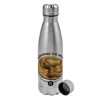 Metallic water bottle, stainless steel, 750ml