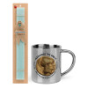 Easter Set, metallic thermal cup (300ml) & aromatic flat Easter candle (30cm) (TURQUOISE)