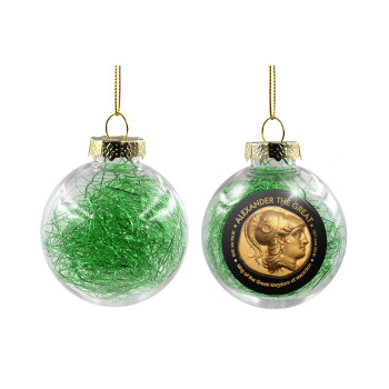 Alexander the Great, Transparent Christmas tree ball ornament with green filling 8cm