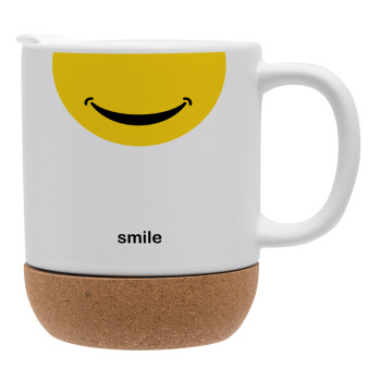 Smile Mug, Κούπα, κεραμική με βάση φελού και καπάκι (ΜΑΤ), 330ml (1 τεμάχιο)