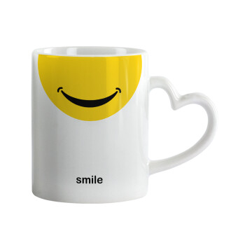 Smile Mug, Mug heart handle, ceramic, 330ml