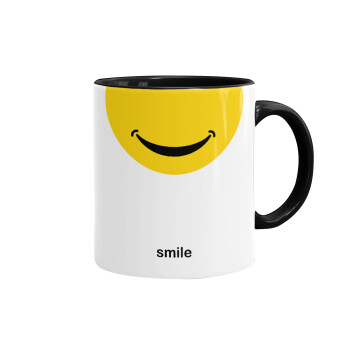 Smile Mug, Κούπα χρωματιστή μαύρη, κεραμική, 330ml