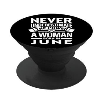 Never Underestimate the poer of a Woman born in..., Phone Holders Stand  Black Hand-held Mobile Phone Holder
