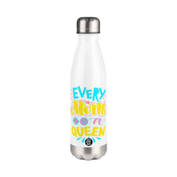 Every mom is a Queen, Metal mug thermos White (Stainless steel), double wall, 500ml